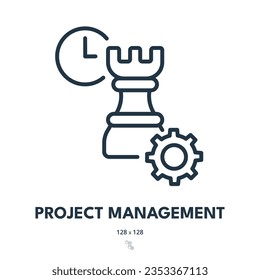 Project Management Icon. Plan, Task, Process. Editable Stroke. Simple Vector Icon