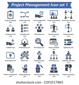 Juego de iconos de administración de proyectos 1, gráficos vectoriales