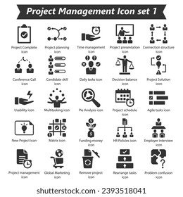 Juego de iconos de administración de proyectos 1, gráficos vectoriales