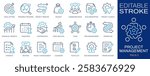 Project management icon set. Collection of collaboration, workflow, strategy, deadlines and more. Vector illustration. Editable stroke.