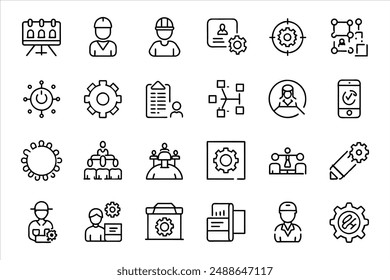 Project Management icon set. editable stroke outline icons set. vector illustration.
