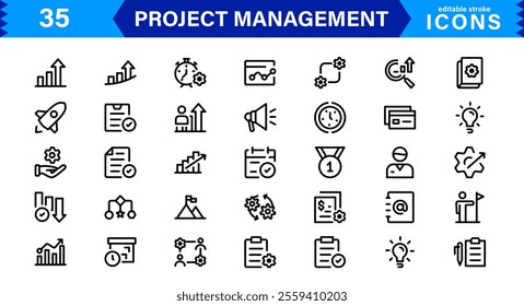 Project Management Icon Set - High-Quality Graphics for Agile, Scheduling, and Team Management