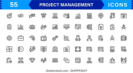 Project Management Icon Set - High-Quality Graphics for Agile, Scheduling, and Team Management
