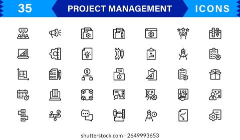 Project Management Icon Set - High-Quality Graphics for Agile, Scheduling, and Team Management