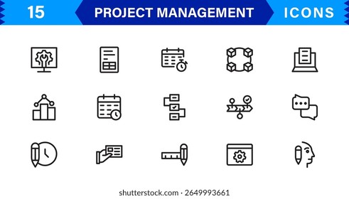 Project Management Icon Set - High-Quality Graphics for Agile, Scheduling, and Team Management