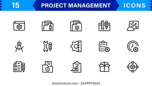 Project Management Icon Set - High-Quality Graphics for Agile, Scheduling, and Team Management