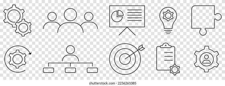 Project management icon set. Vector illustration isolated on transparent background - Powered by Shutterstock - Get 15% off with code: PIKWIZARD15