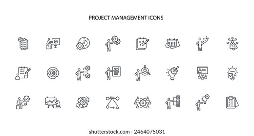 Project Management icon set.vector.Editable stroke.linear style sign for use web design,logo.Symbol illustration.