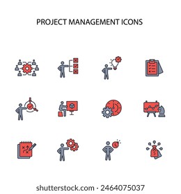 Project Management icon set.vector.Editable stroke.linear style sign for use web design,logo.Symbol illustration.