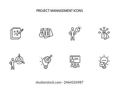 Project Management icon set.vector.Editable stroke.linear style sign for use web design,logo.Symbol illustration.