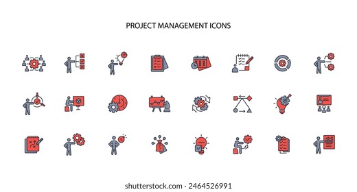 Project Management icon set.vector.Editable stroke.linear style sign for use web design,logo.Symbol illustration.