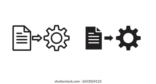 Conjunto de símbolos de iconos de gestión de proyectos en negro. iconos de línea y planos
