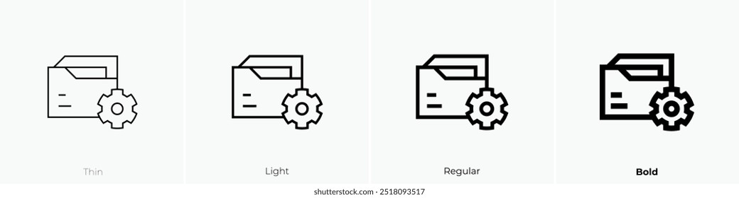 icono de gestión de proyectos. Diseño de estilo delgado, ligero, regular y audaz aislado sobre fondo blanco