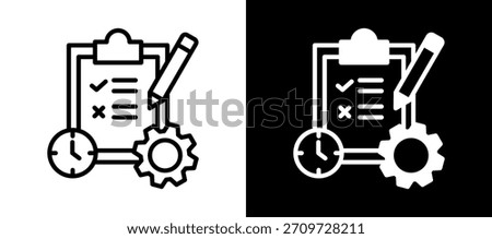 Project Management Icon whiteblack Vector Illustration