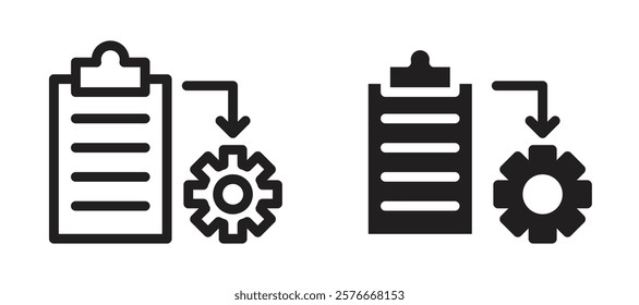 Project Management icons in outline and stroke versions