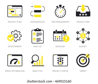 conjunto de iconos de administración de proyectos