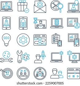Project Management icons set, business pack, business vector  set, management icons, finance icons, marketing set, project management line dual icons set - Shutterstock ID 2259007005