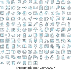 Project Management icons set, business pack, business vector  set, management icons, finance icons, marketing set, project management line dual icons set - Shutterstock ID 2259007017