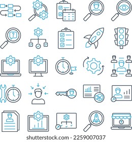 Project Management icons set, business pack, business vector  set, management icons, finance icons, marketing set, project management line dual icons set - Shutterstock ID 2259007037