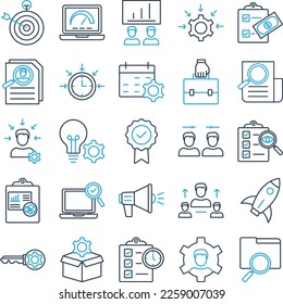 Project Management icons set, business pack, business vector  set, management icons, finance icons, marketing set, project management line dual icons set - Shutterstock ID 2259007039