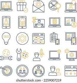 Project Management icons set, business pack, business vector  set, management icons, finance icons, marketing set, project management outline dual icons set - Shutterstock ID 2259007219