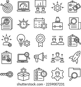 Project Management icons set, business pack, business vector  set, management icons, finance icons, marketing set, project management outline icons set - Shutterstock ID 2259007231