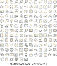 Project Management icons set, business pack, business vector  set, management icons, finance icons, marketing set, project management outline dual icons set - Shutterstock ID 2259007243
