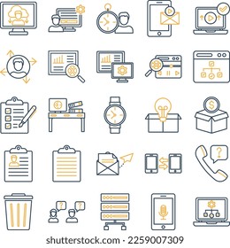 Project Management icons set, business pack, business vector  set, management icons, finance icons, marketing set, project management outline dual icons set - Shutterstock ID 2259007309