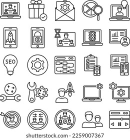 Project Management icons set, business pack, business vector  set, management icons, finance icons, marketing set, project management outline icons set - Shutterstock ID 2259007367
