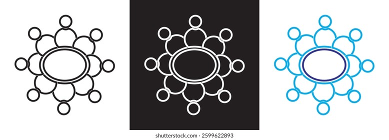 Project management icons set, such as collaboration,   Design for app, UI, web. Vector illustration. isolated on white and black background. EPS 10