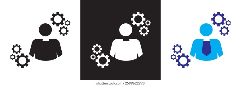 Project management icons set, such as collaboration,   Design for app, UI, web. Vector illustration. isolated on white and black background. EPS 10