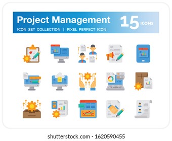 Project Management Icons Set. UI Pixel Perfect Well-crafted Vector Thin Line Icons. The illustrations are a vector.