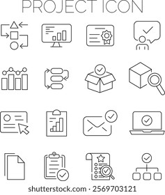 Project management icons for web and mobile app.