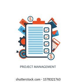 Project management - Illustration. Project management business multitasking concept