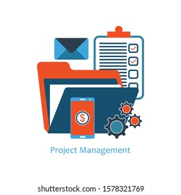 Project management - Illustration. Project management business multitasking concept