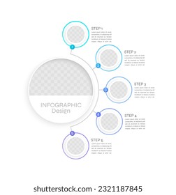 Project management infographic chart design template. Business models. Abstract infochart with copy space. Instructional graphics with 5 step sequence. Visual data presentation. Syne Regular font used