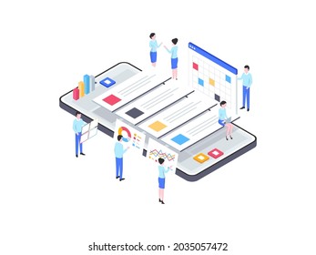Project Management Isometric Illustration. Suitable for Mobile App, Website, Banner, Diagrams, Infographics, and Other Graphic Assets.