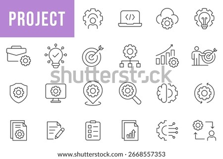 Project Management Line Editable Icons set. Vector illustration