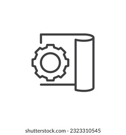 Project management line icon. linear style sign for mobile concept and web design. Gear and paper outline vector icon. Symbol, logo illustration. Vector graphics