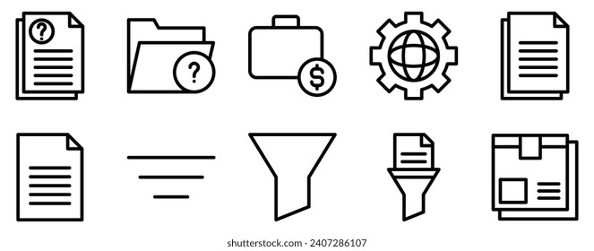 Project Management line style icon set collection