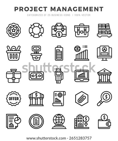 Project Management Lineal icons collection. Lineal icons pack. Vector illustration