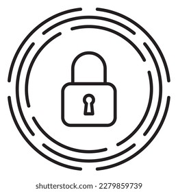 Project management lock, secure data vector icon illustration.