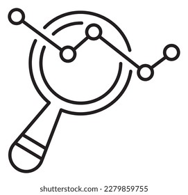 Projektmanagement Lupe, Graph, Datenanalyse Vektorsymbol Illustration.