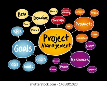 Project management mind map flowchart, business concept for presentations and reports