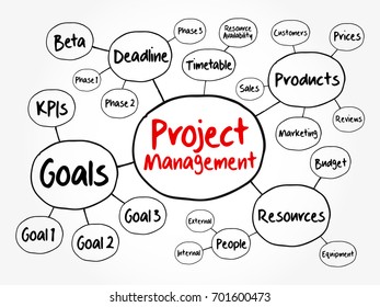 Project management mind map flowchart, business concept for presentations and reports