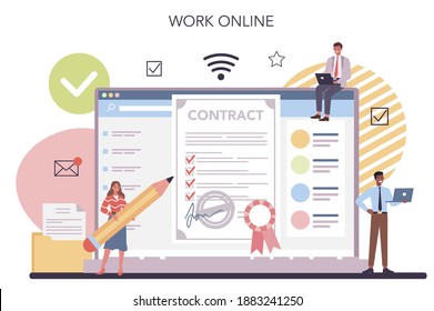 Project management online service or platform. Marketing analysis and development. Online work. Vector illustration in cartoon style