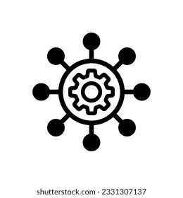 Project management outline icon. linear style sign for mobile concept and web design. Hub and spokes and gear line vector icon. Symbol, logo illustration. Pixel perfect vector graphics