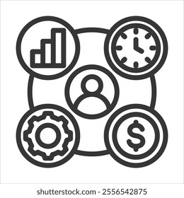 Project Management Outline Icon Vector Illustration