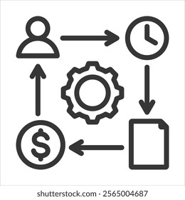 Project Management Outline Icon Vector Illustration