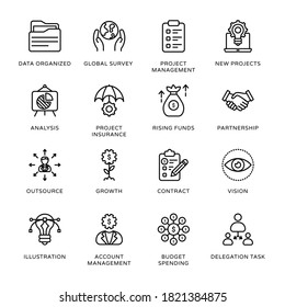 Project Management Outline Icons - Stroked, Vectors